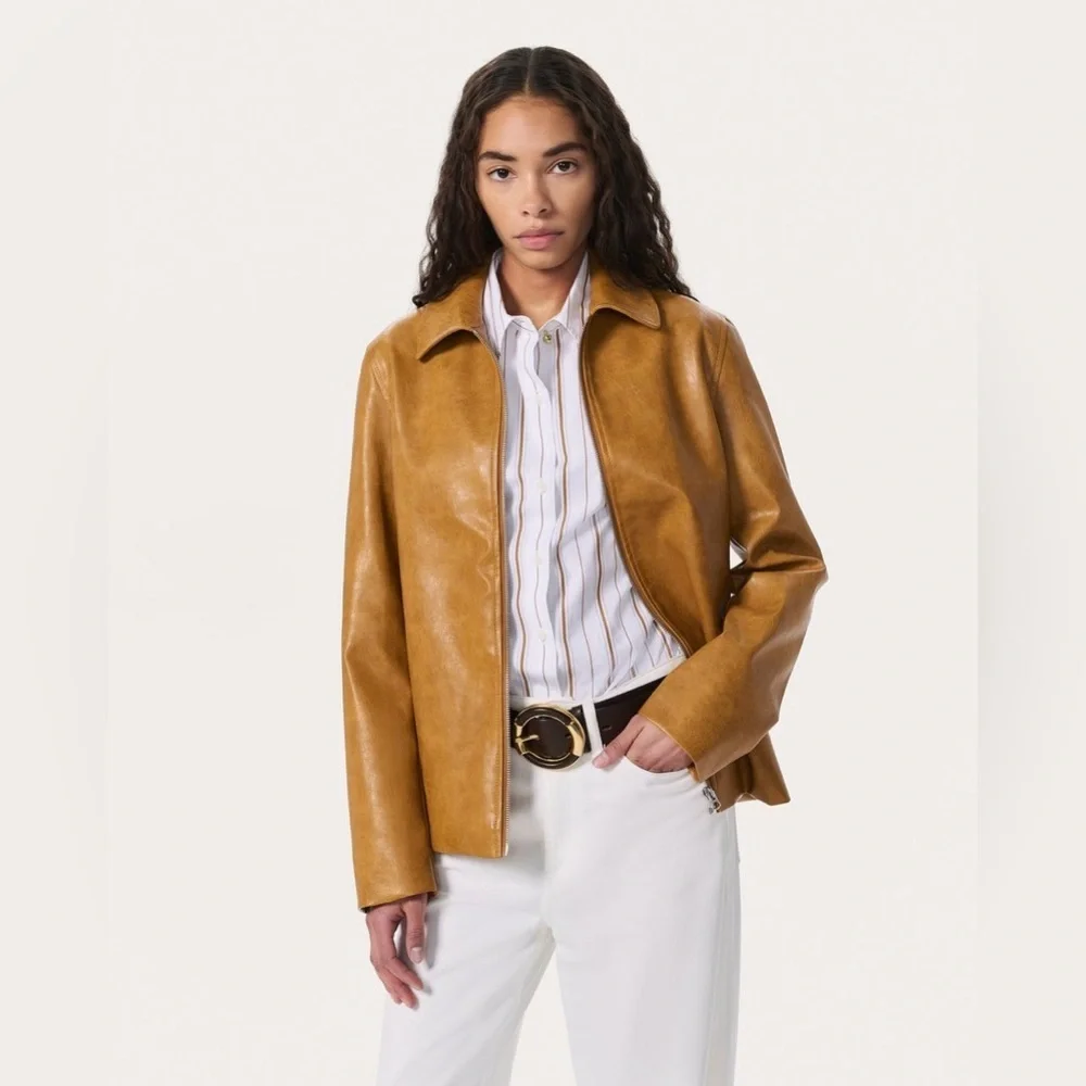 NWT $628 rag & bone Jordie Leather Jacket in Camel Large